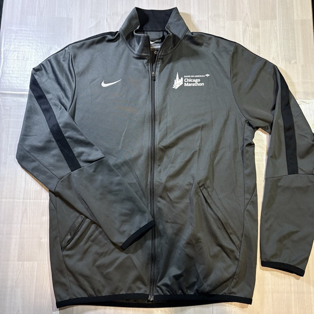 Nike Chicago Marathon Jacket Men's Size M Gray Full Zip Running Bank Of America